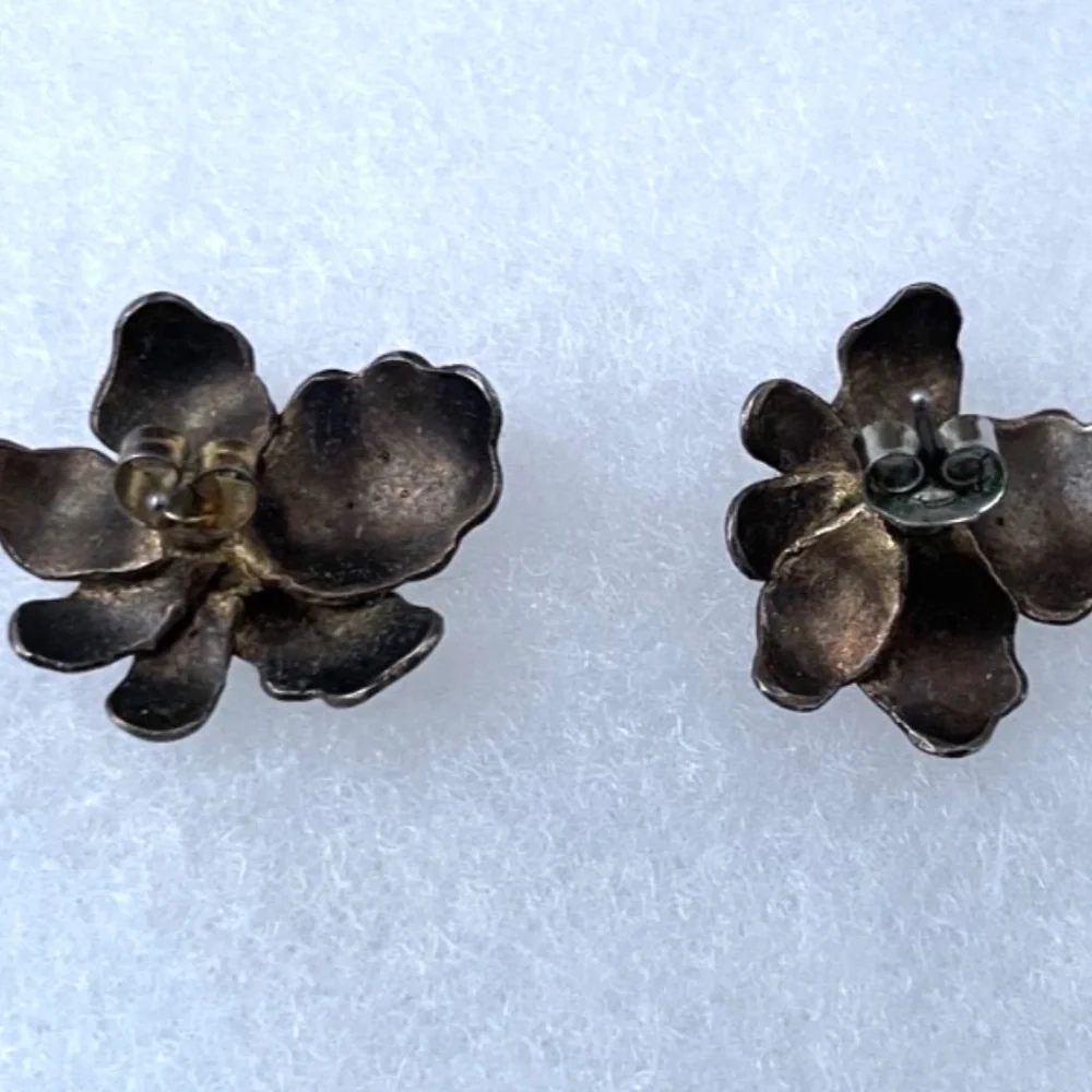 Pink Enamel Flower Earrings